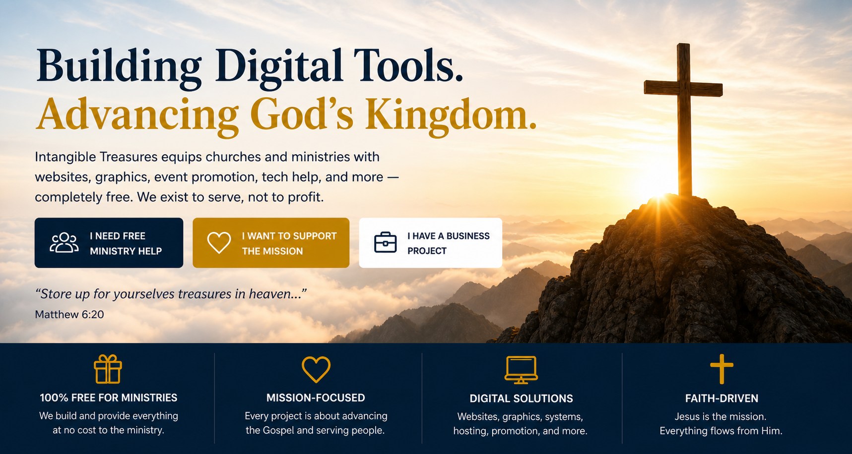 Intangible Treasures equips churches and ministries with free digital help, mission support, and business-funded ministry services.